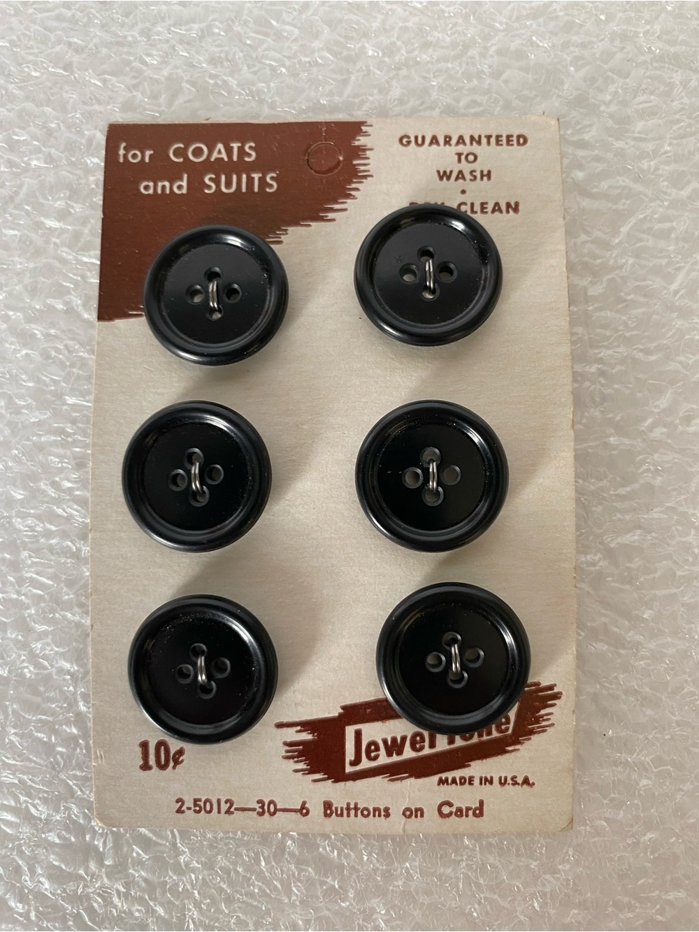 Jewel Tone Vintage Black Round 2-Hole Flat
Plastic Sewing Buttons 6-Pack